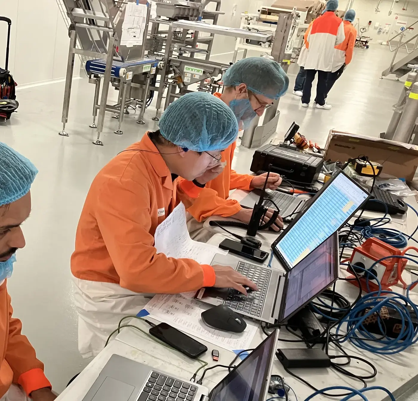 Automation equipment being commissioned in a cleanroom environment
