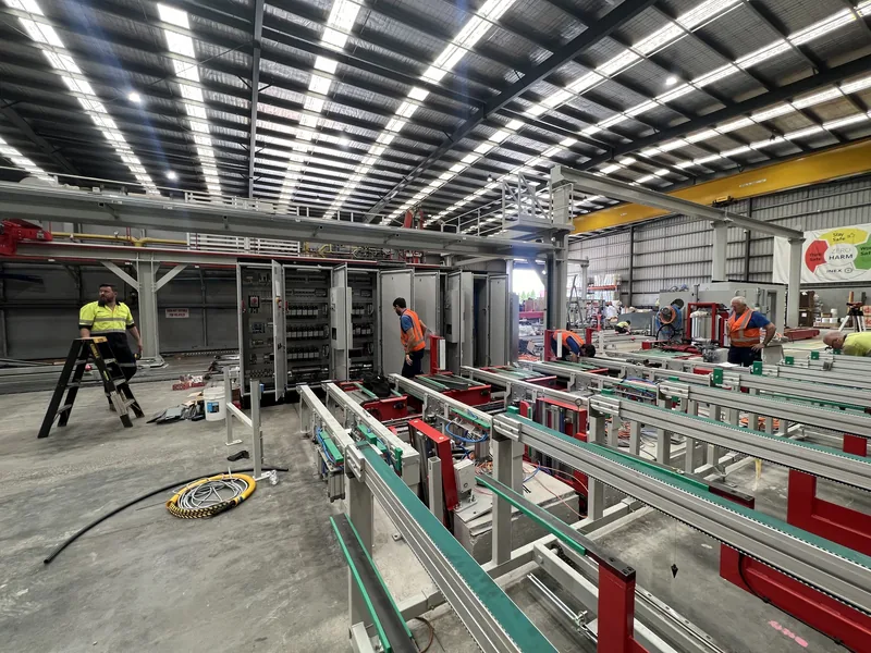 Conveyor and racking installation inside a distribution centre