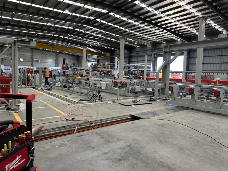 Early-stage production line installation in a new factory